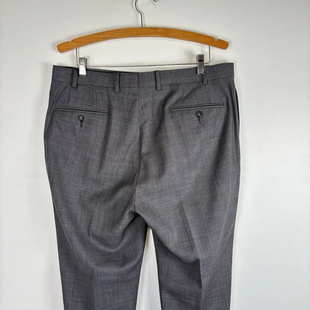 Calvin Klein 2 Piece Suit Mens 42L Gray Wool Jacket Pants Wedding Career 37x31.5
